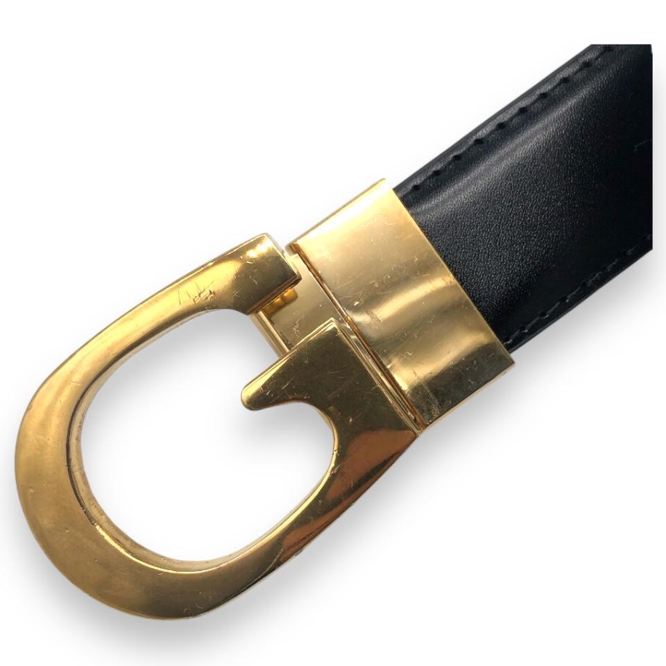 【美品】GUCCI グッチ Gバックル ベルト ゴールド ブラック レザー
