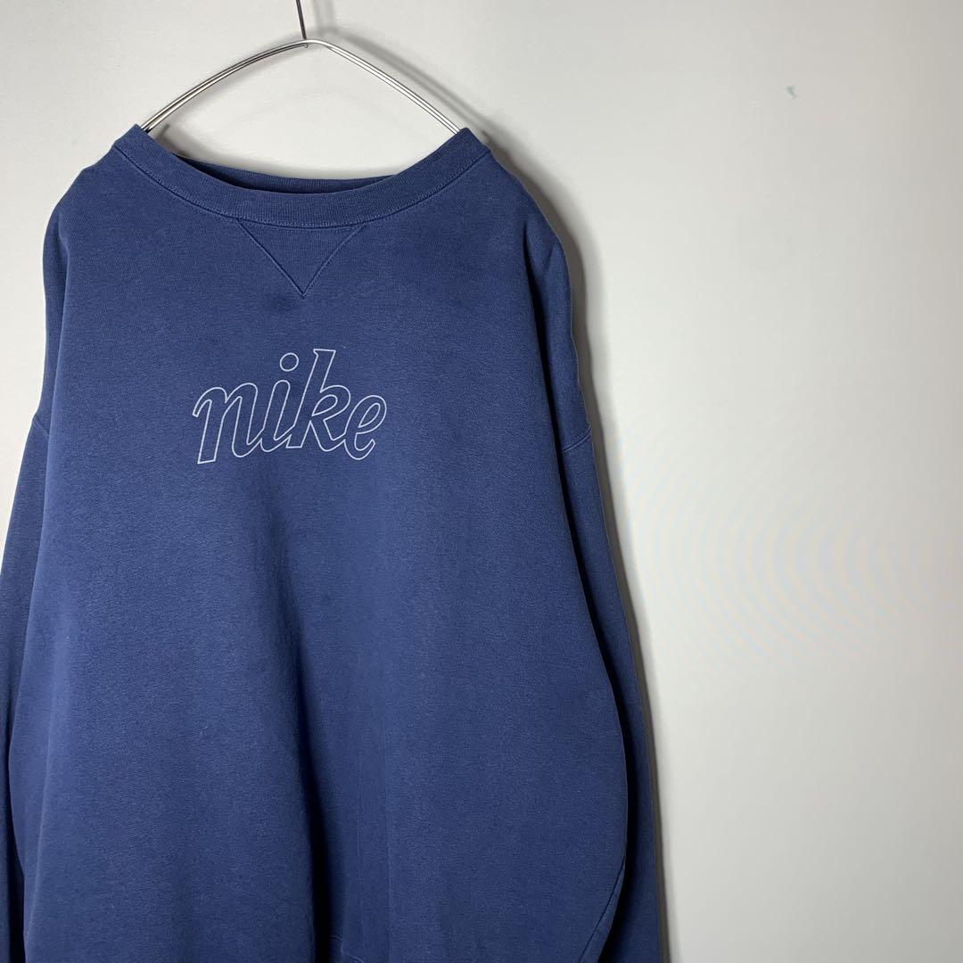 00s 古着 Nike ナイキ スウェット トレーナー プリントロゴ ネイビー