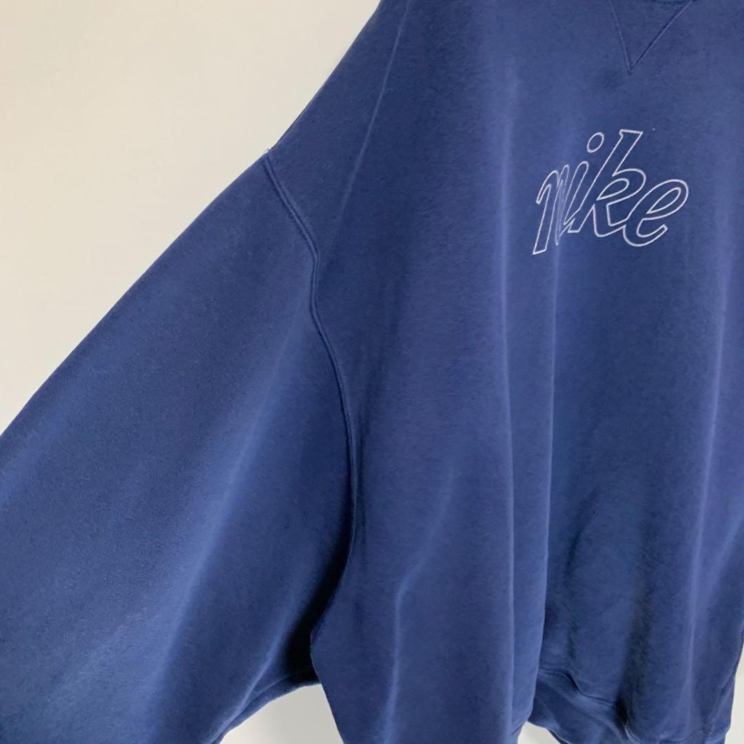 00s 古着 Nike ナイキ スウェット トレーナー プリントロゴ ネイビー