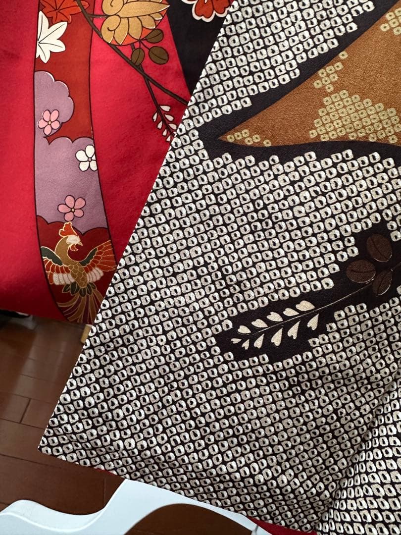 振袖フルセット 正絹 赤 古典柄 熨斗