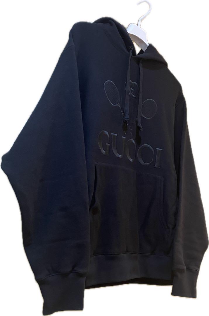 2022年購入 グッチ GUCCI ロゴ刺繍 パーカー ブラック 【極美品】 画像3
