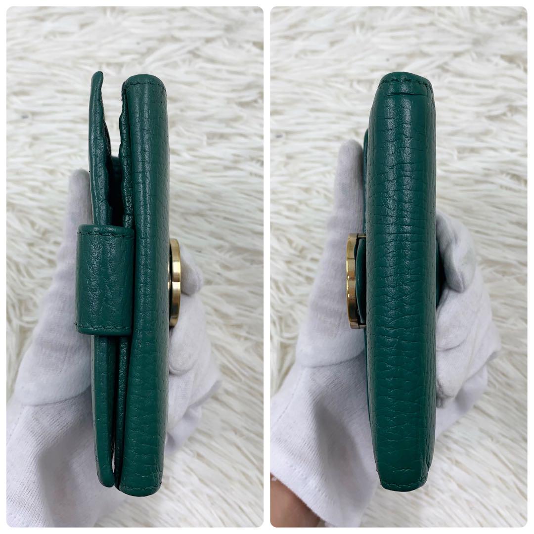 【✨美品✨】 グッチ インターロッキング 二つ折り財布 グリーン 画像3