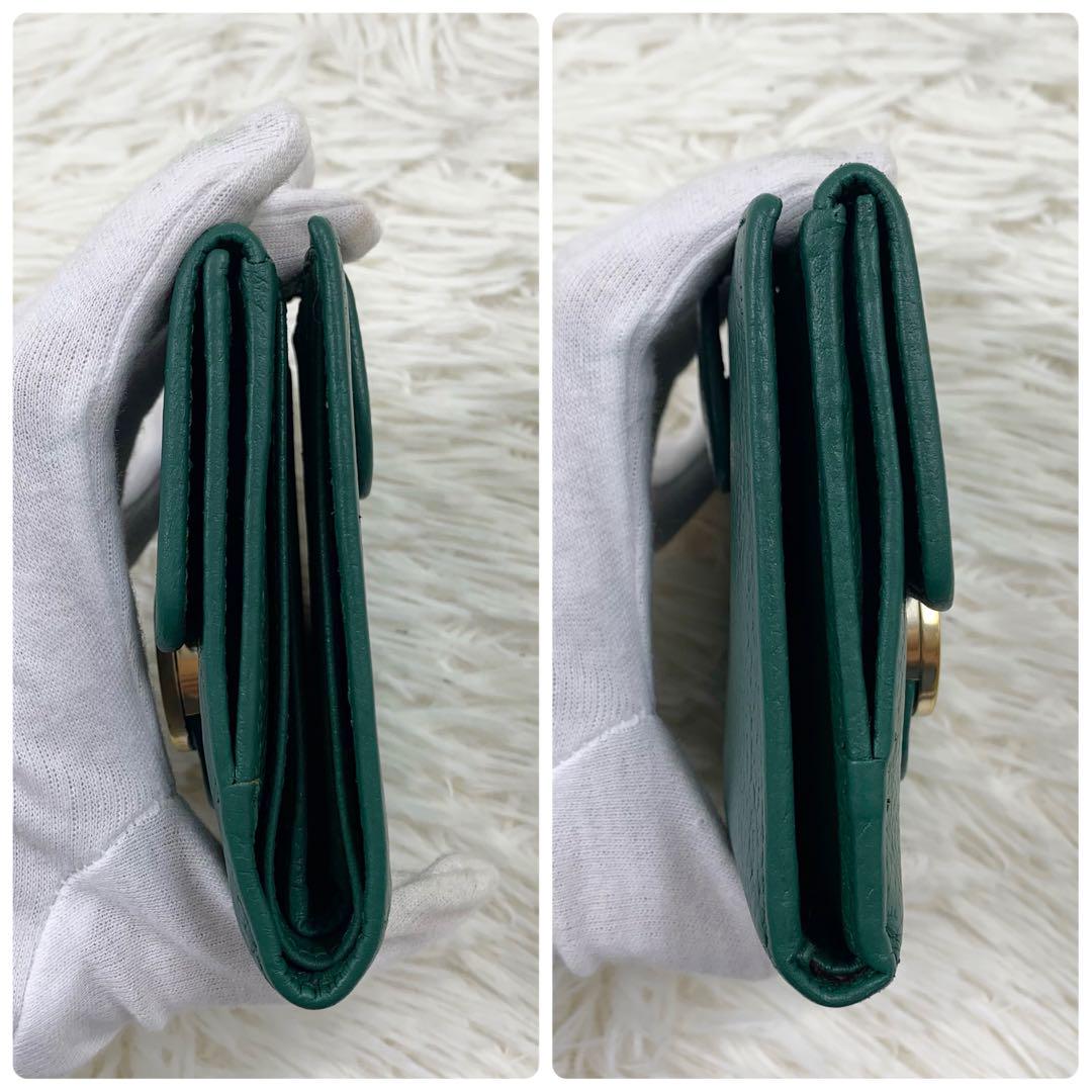 【✨美品✨】 グッチ インターロッキング 二つ折り財布 グリーン 画像4