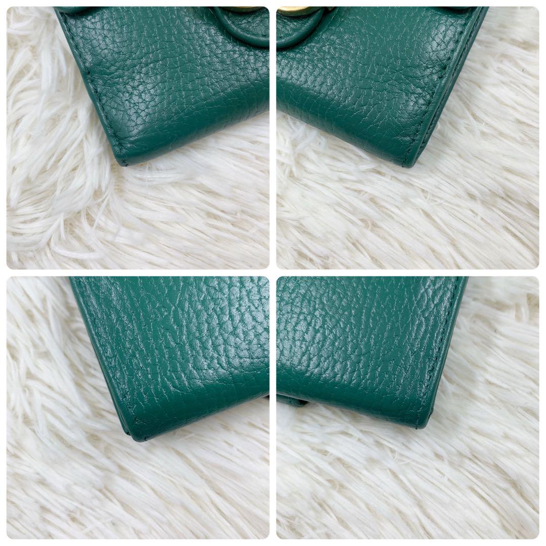 【✨美品✨】 グッチ インターロッキング 二つ折り財布 グリーン 画像5