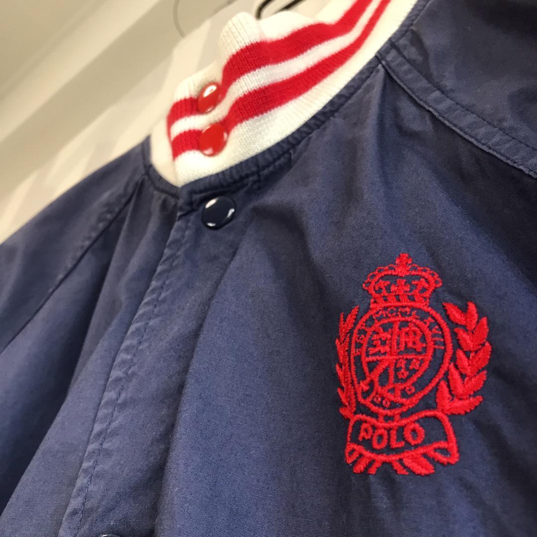 SALE豊富な ポロラルフローレン 刺繍ロゴスタジャン ネイビーpolo. INocw-m19132205633 希少 サイズL薄手 低価定番人気