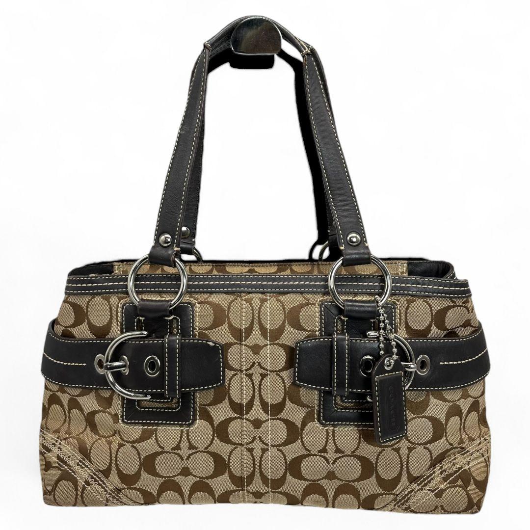 美品 COACH コーチ ショルダーバッグ シグネチャー ソーホー