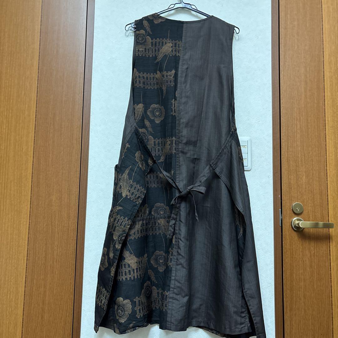 古布リメイク　エプロンワンピース 着物リメイク オーバーオール 古布 リメイク エプロンワンピース