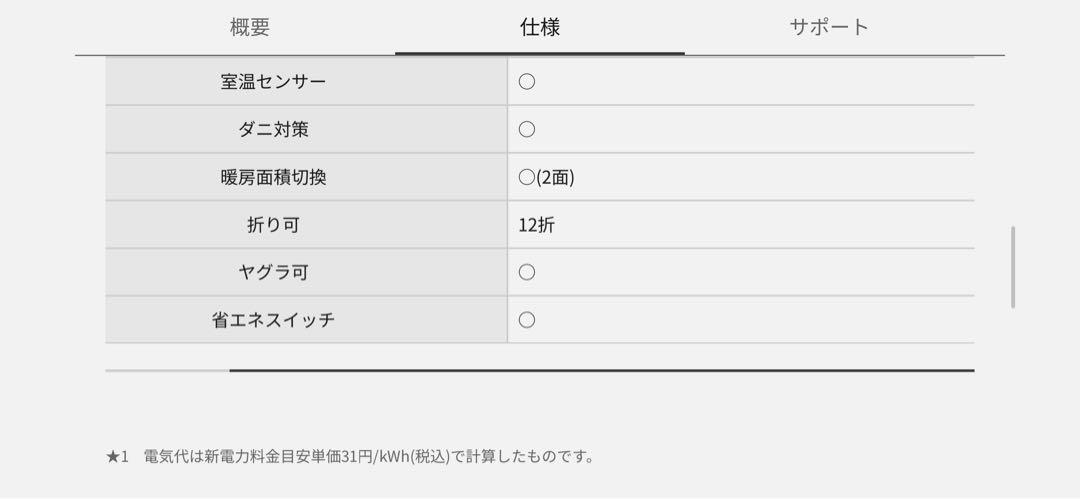 DC-2NK ホットカーペット 490W 176×176cm