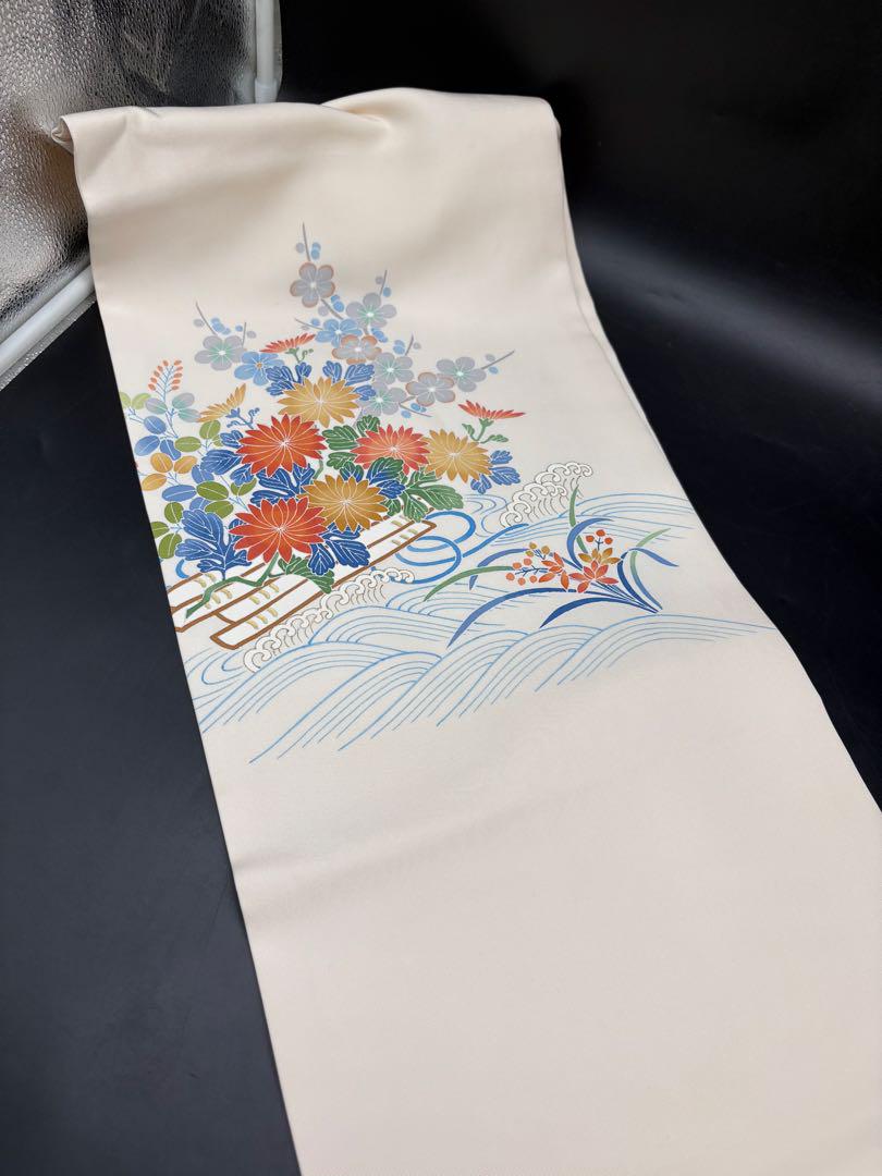 高級 正絹 洒落帯 名古屋帯 アンティーク 夏用 青海波 レース