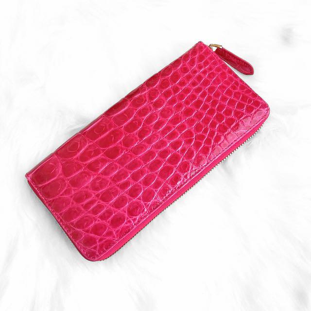 『宝石』シャイニング/クロコダイル長財布/一枚革/ルビー210107