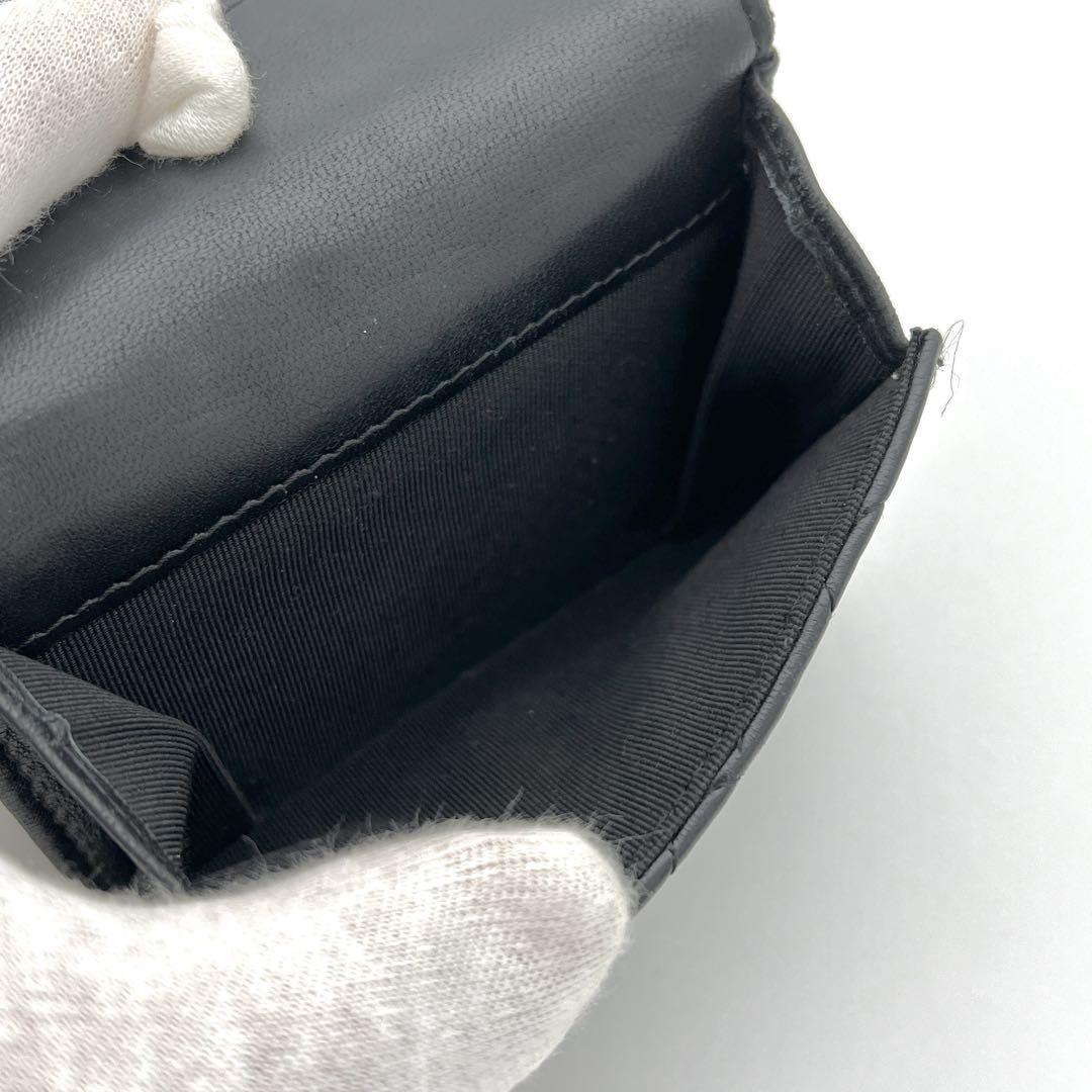 【保存袋付き】シャネル マトラッセ ラムスキン 三つ折り財布 ブラック 黒