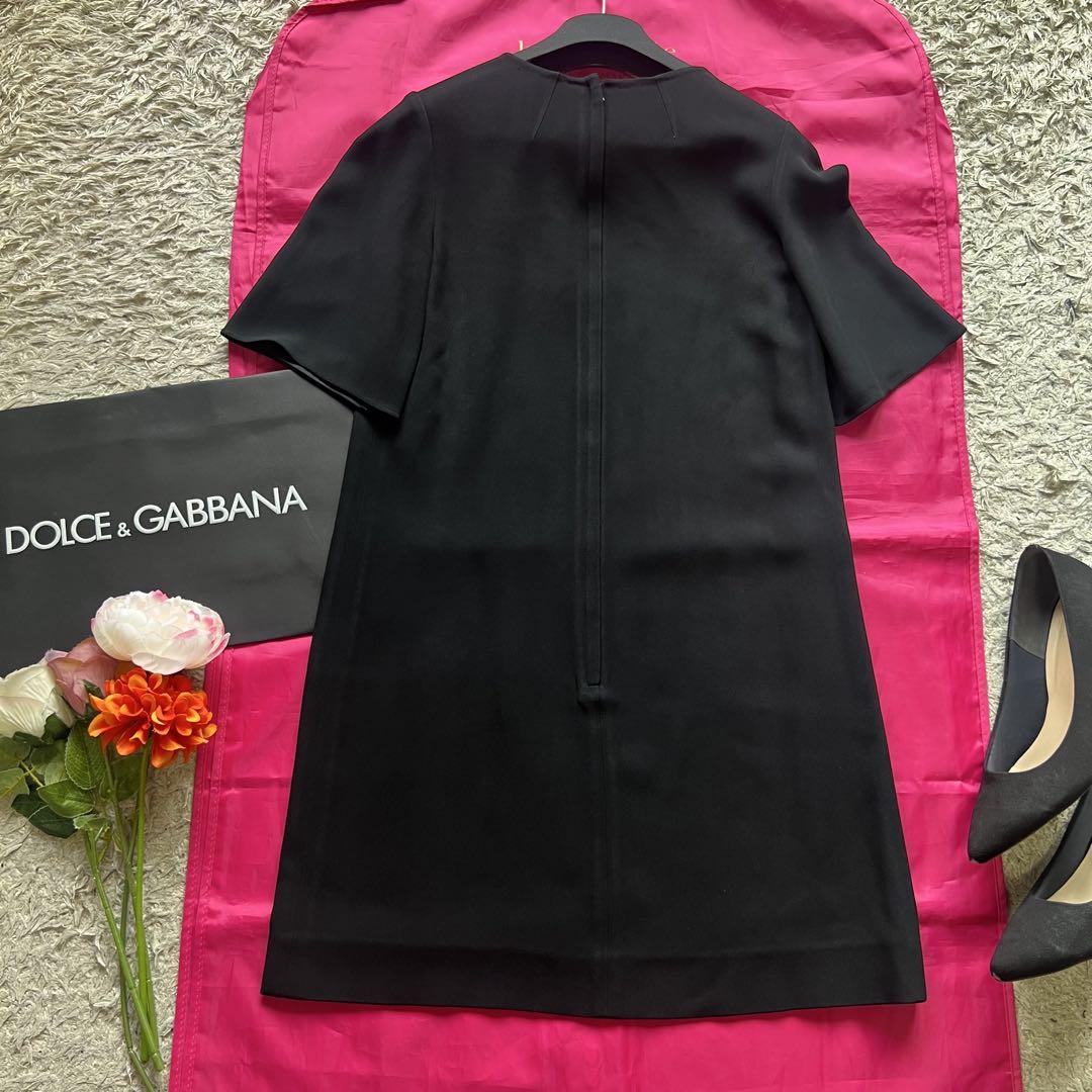 【美品】DOLCE&GAABANA 刺繍ワンピース ブラック フレア 黒 36