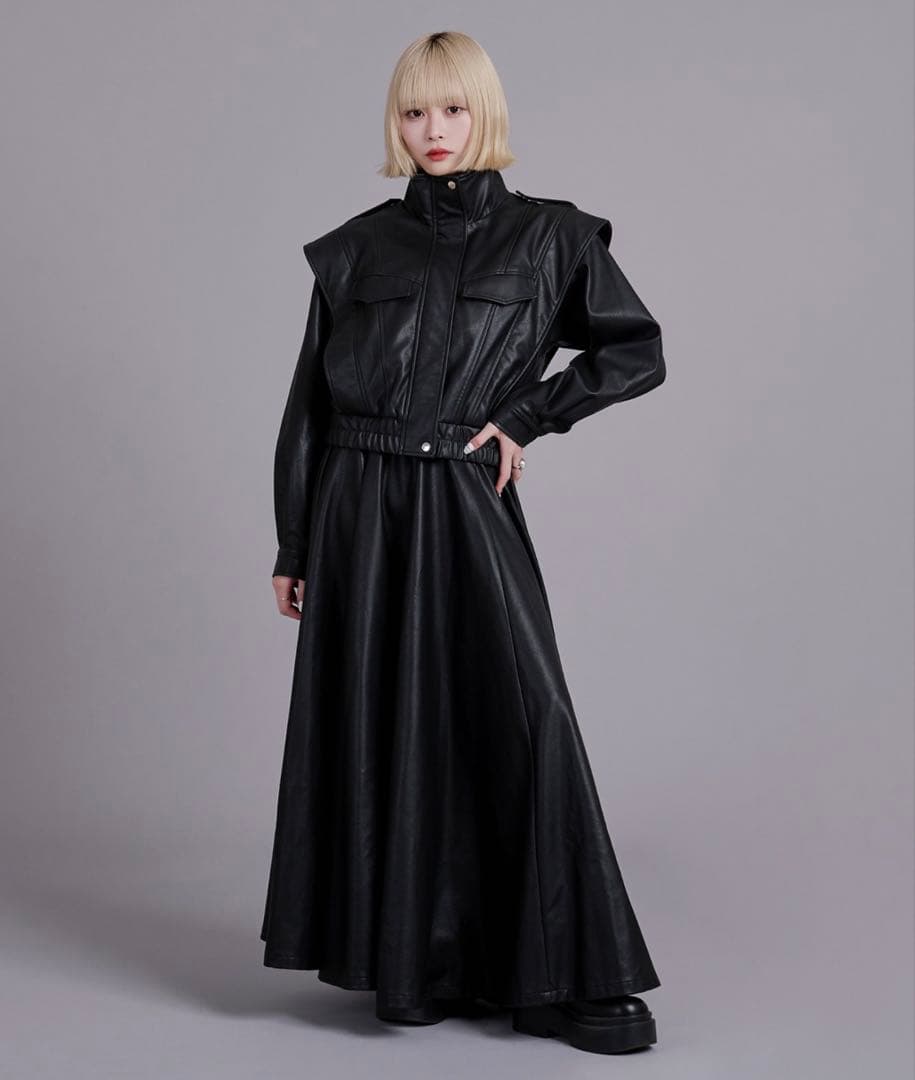 favclo. レザー ジャケット スカート ライダース セットアップ 韓国系