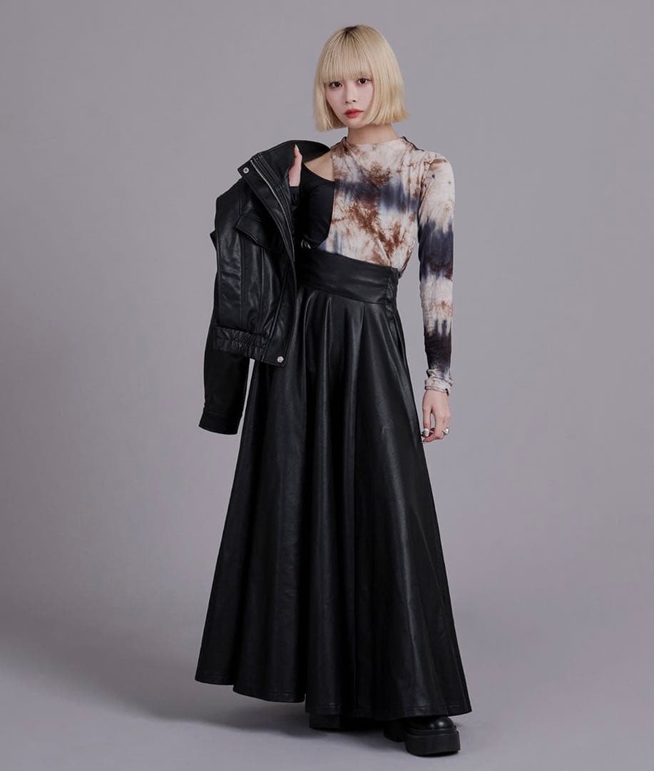 favclo. レザー ジャケット スカート ライダース セットアップ 韓国系