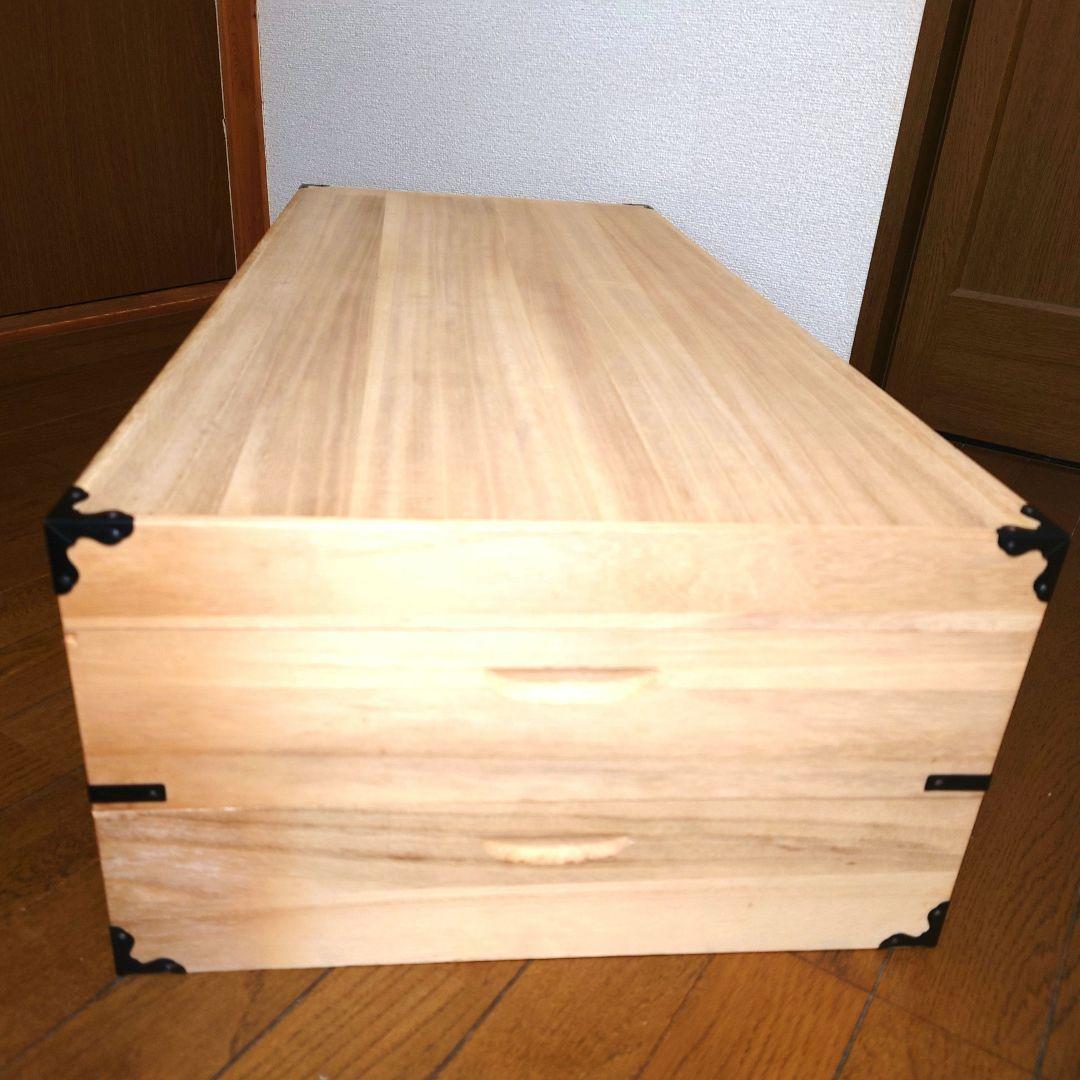 桐箱2段　蓋付き桐ケース　着物 衣装箱 収納ケース 和家具