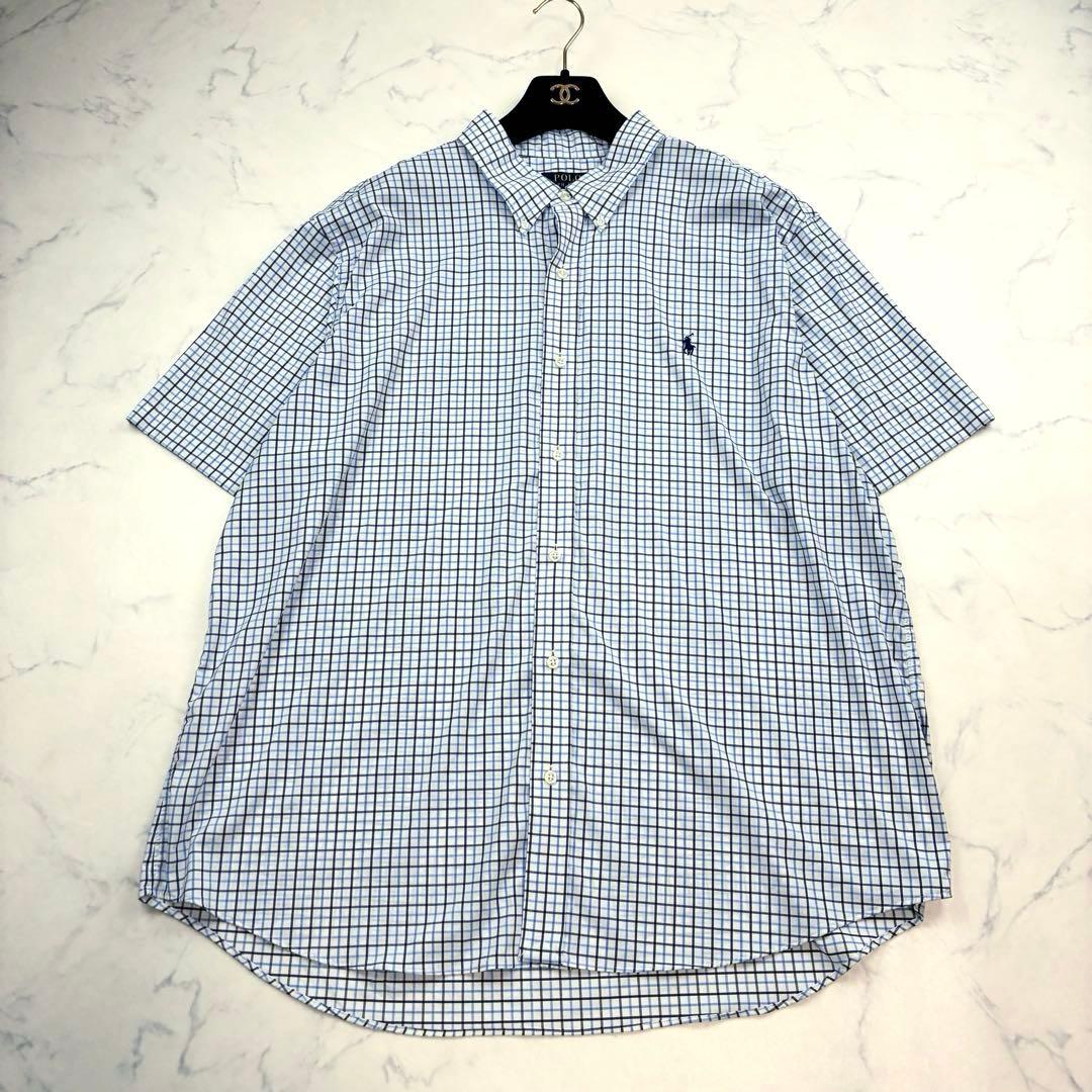 美品✨ポロラルフローレン チェックシャツ✨近年モデル✨半袖シャツ ロゴ刺繍