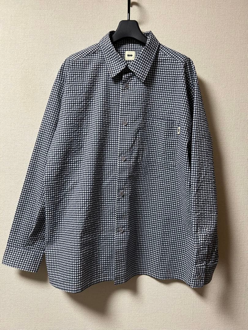 BIO ギンガムチェックシャツ　ネイビー/ホワイト