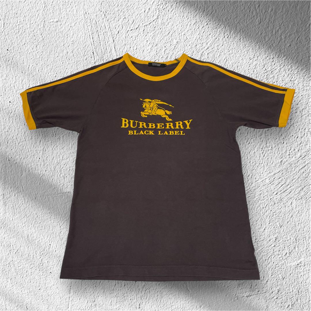 バーバリー ブラックレーベル リンガーネックＴシャツ M ホースマーク 半袖