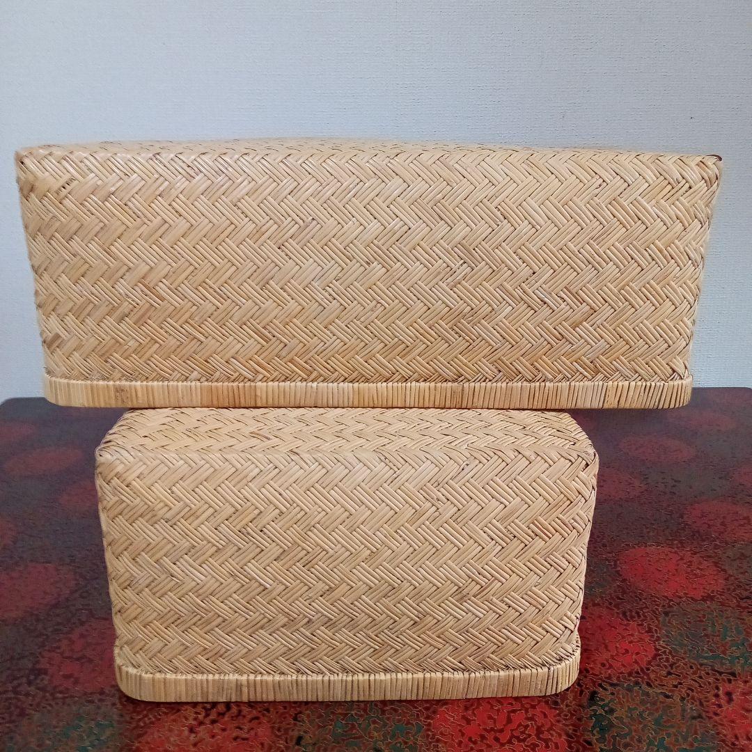 昭和レトロ鳥越すず竹竹細工行李かご(53cm)　鳥越竹細工