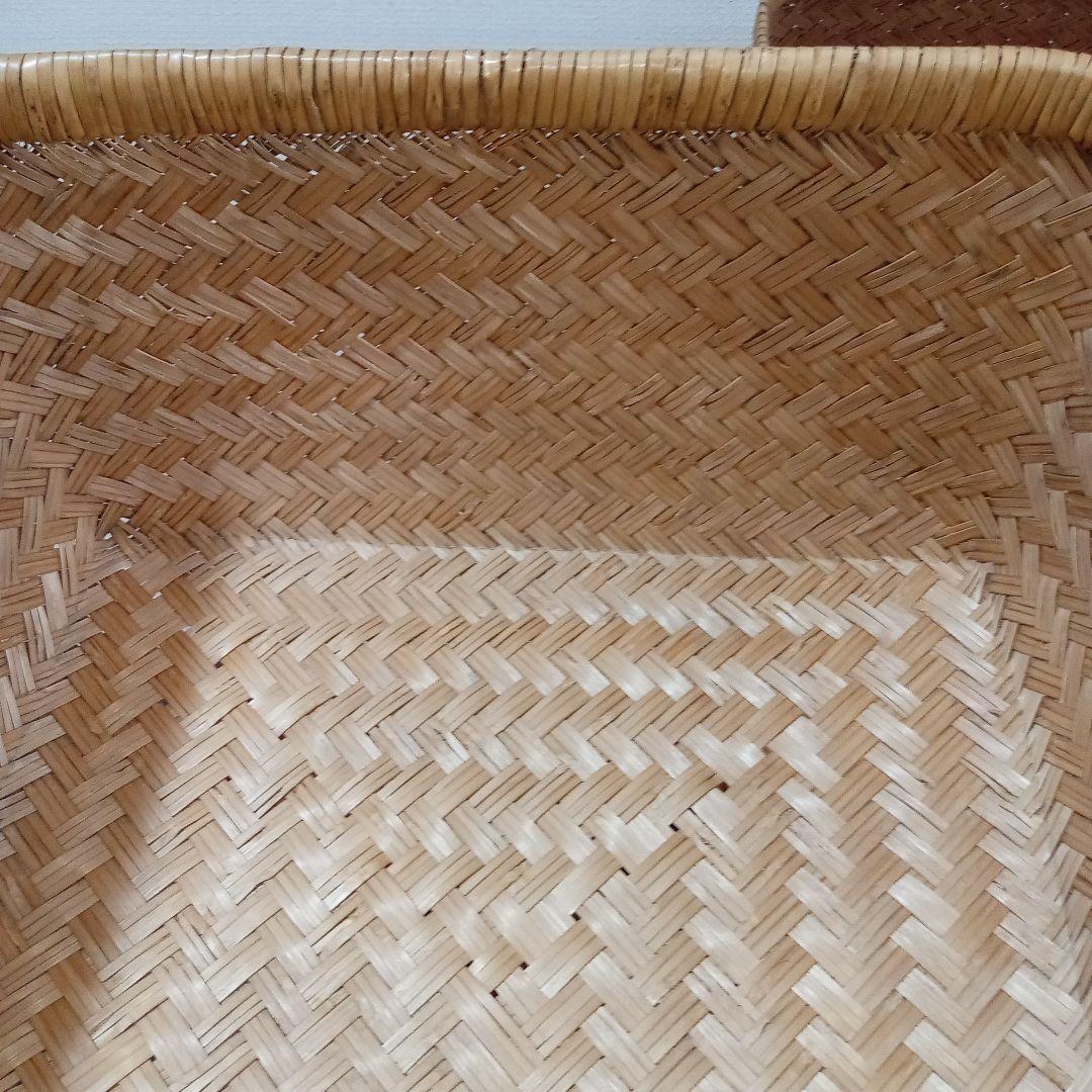 昭和レトロ鳥越すず竹竹細工行李かご(53cm)　鳥越竹細工