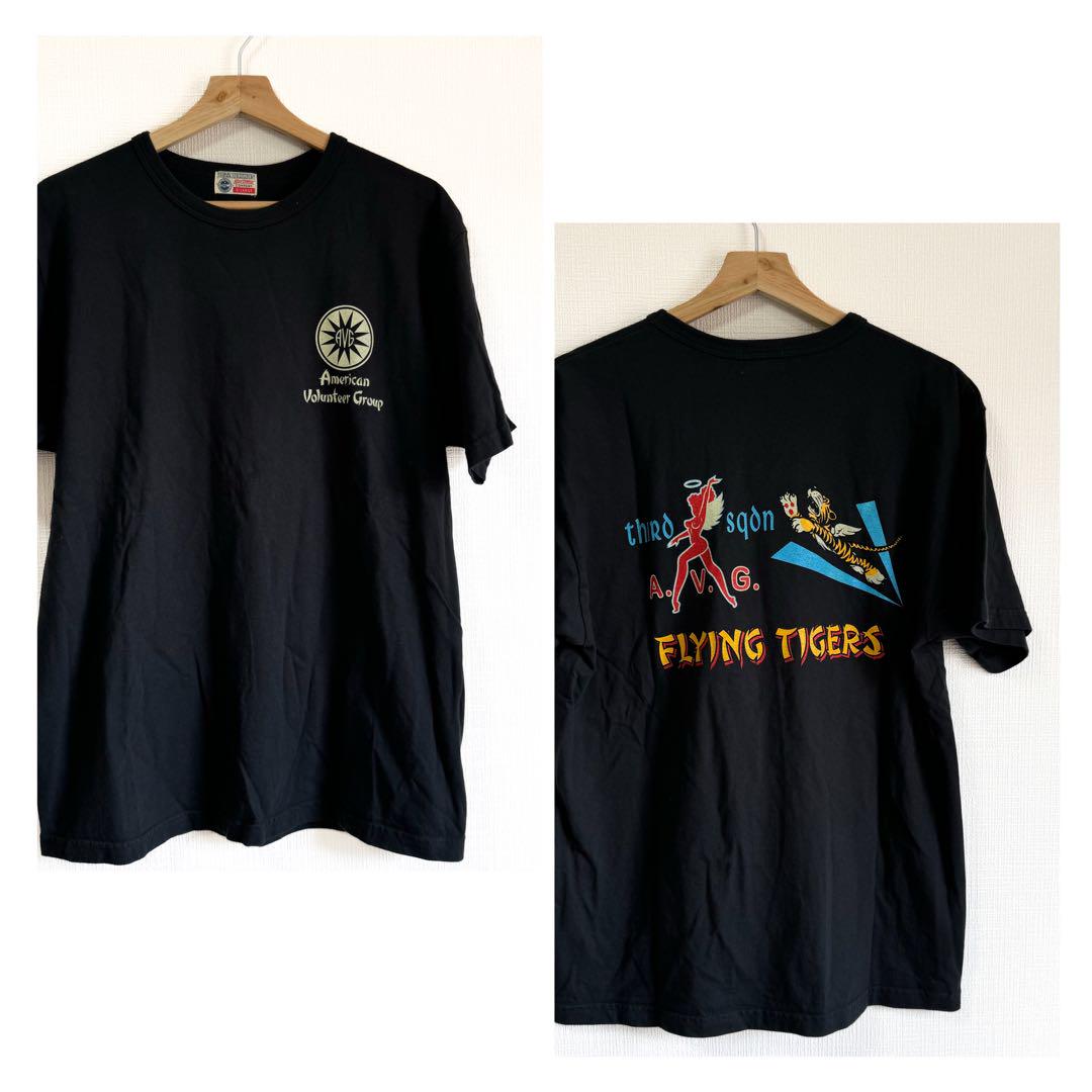 メンズ 半袖 Tシャツ 黒 ブラック XL 虎 AVG