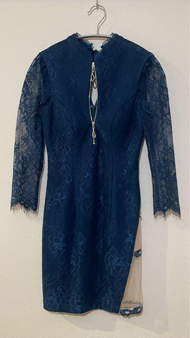 Robe de Fleurs Glossy ティールブルー ドレス
