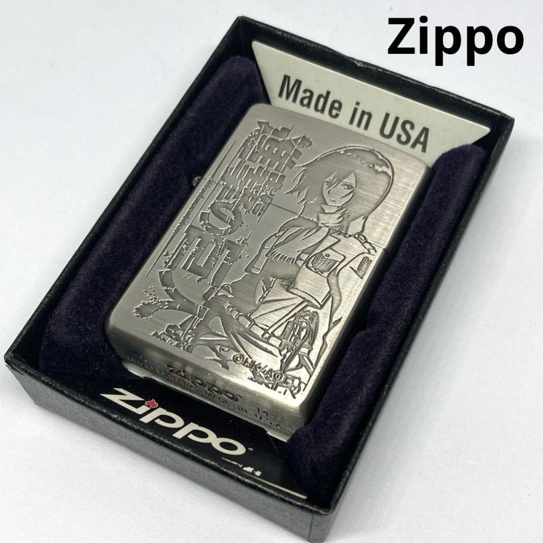廃盤 ZIPPO ジッポー 進撃の巨人 C ミカサ 銀サテンイブシ 立体メタル