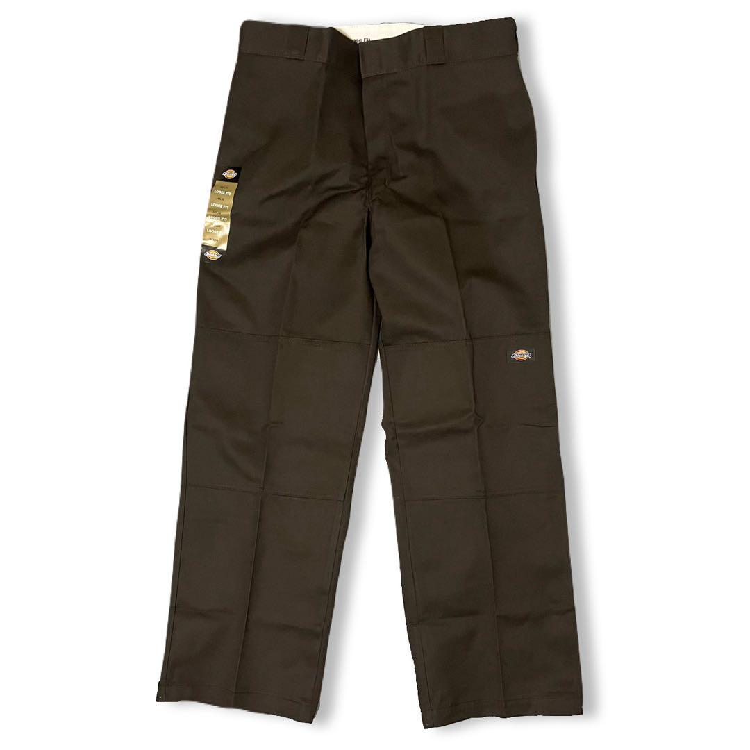 新品 36x30 ダークブラウン DICKIES ダブルニー LOOSE FIT