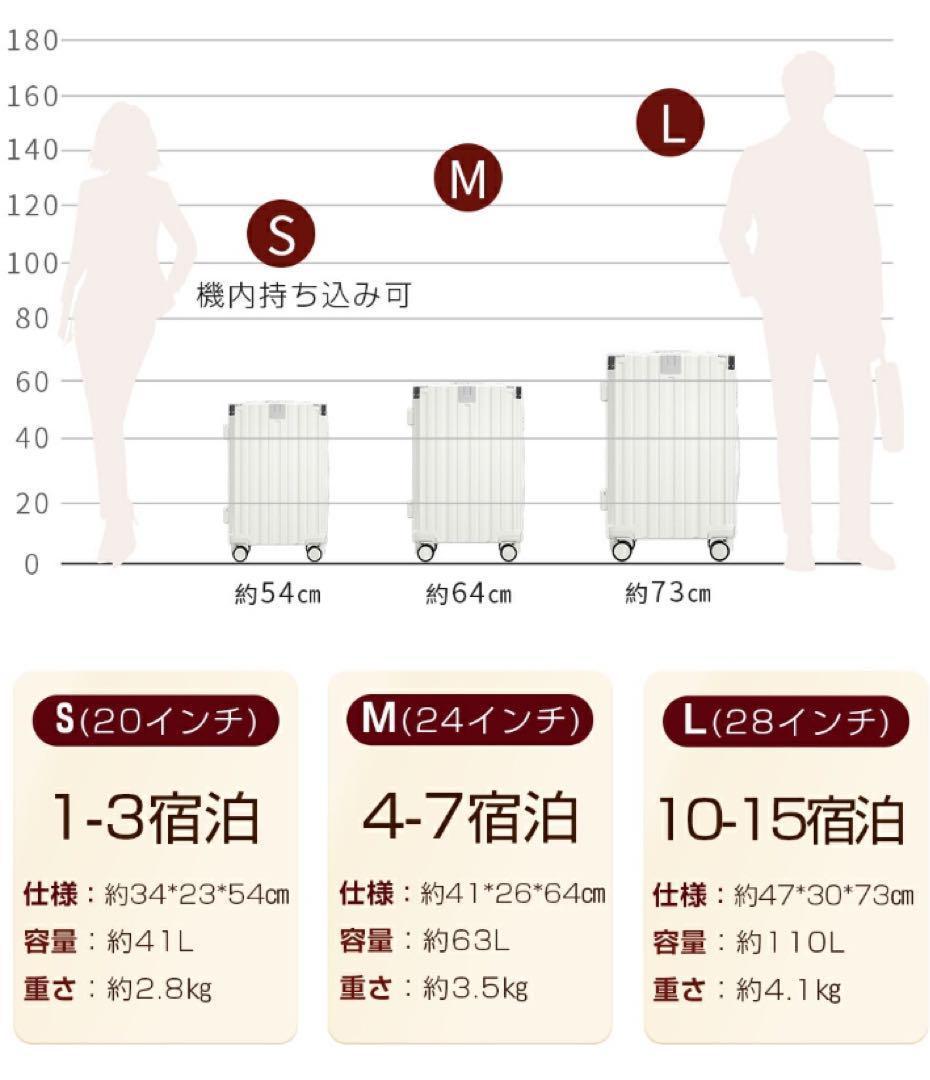 スーツケース　機内持ち込み　S 1〜3泊　白　キャリーケース　USB 多機能