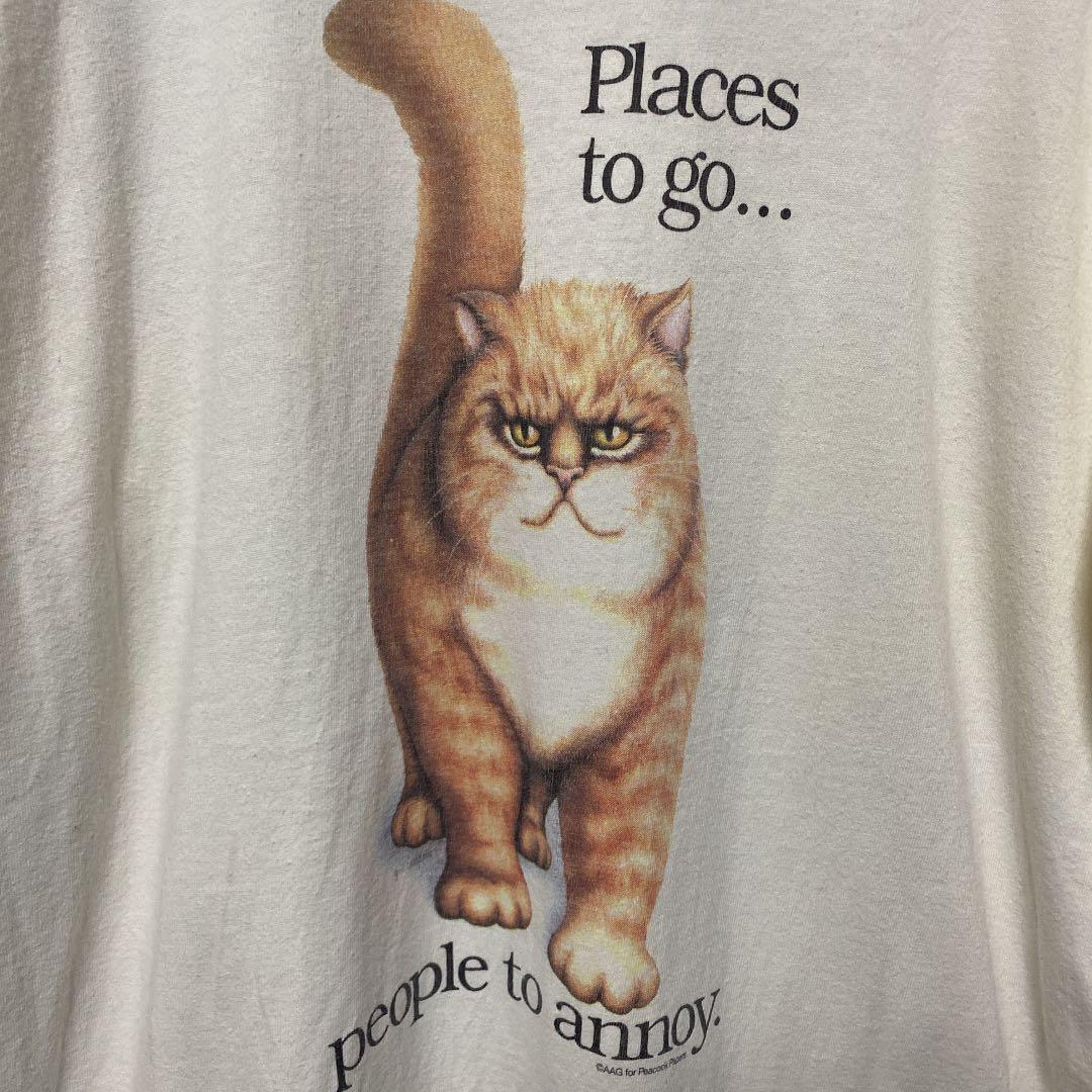 いプリント レア tee 猫 ネコ アニマル 動物 6f3Pk-m19204195582 90s USA製 ビンテージ Tシャツ オリジナル