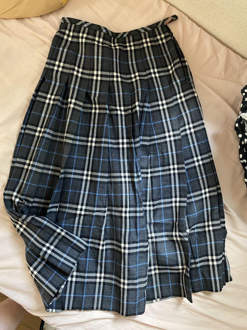 Burberrys プリーツスカート 38サイズ グレー青チェック
