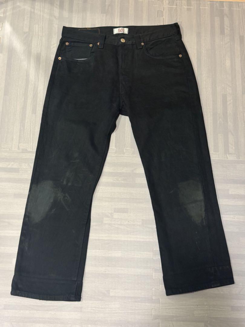 32インチ リーバイス levis 501 ブラックデニム ストレート フレア