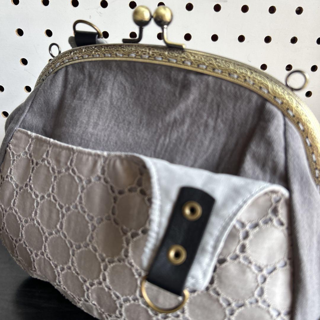 ハンドメイド＊ 可愛い25口金ショルダーがま口バッグ 刺繍レース