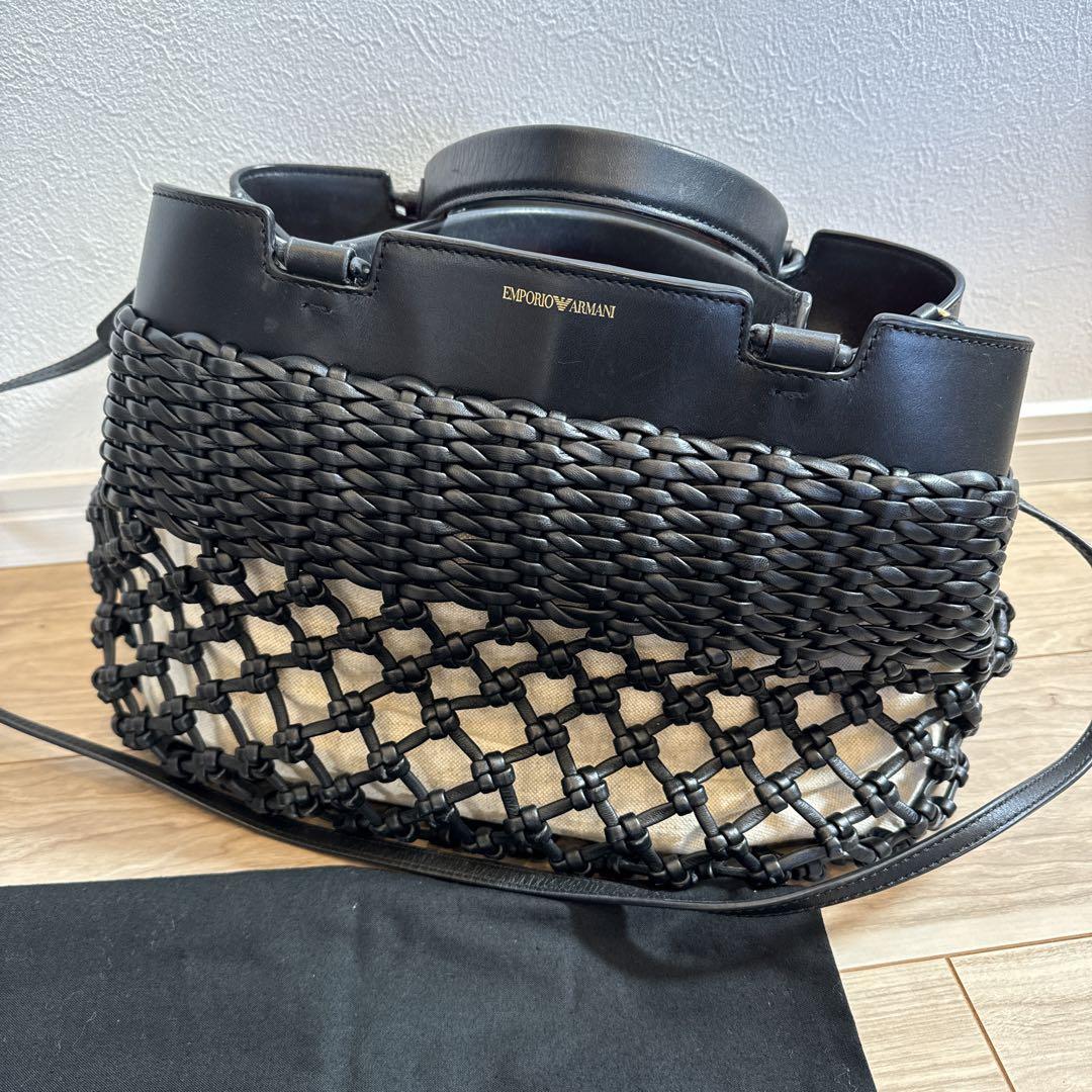 EMPORIO ARMANI ショルダーバッグ かごバッグ 2Way ブラック