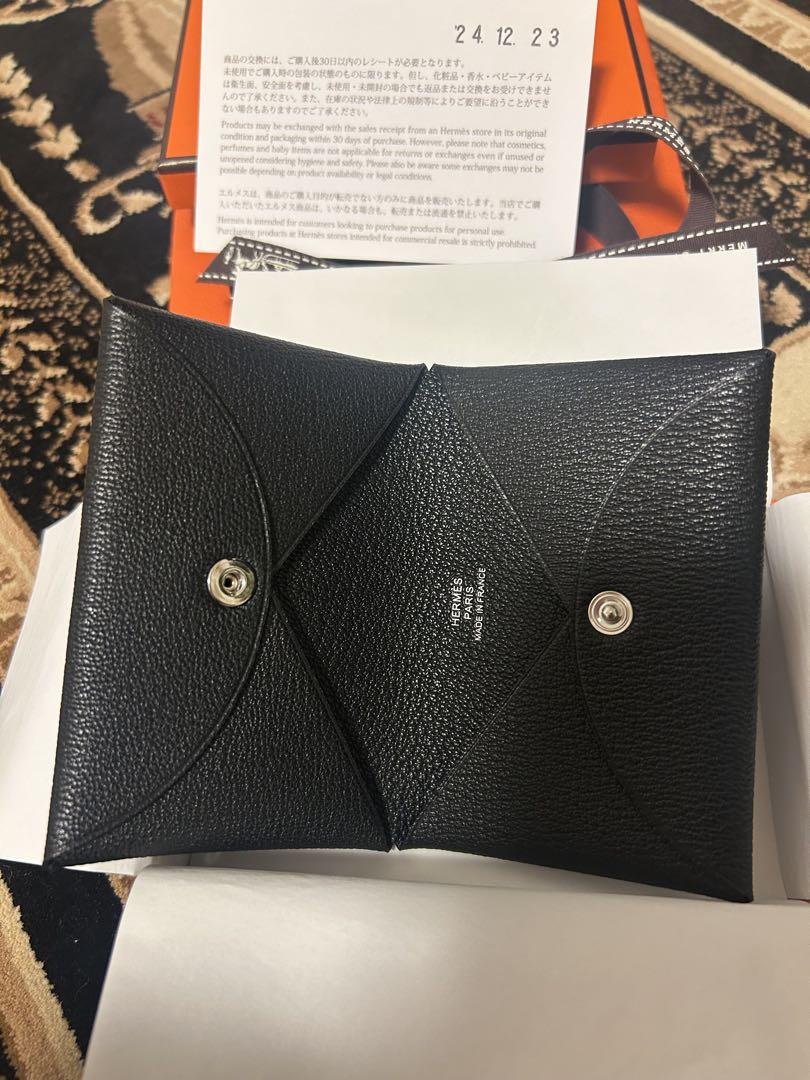 HERMES 黒 レザー カードケース カルヴィ