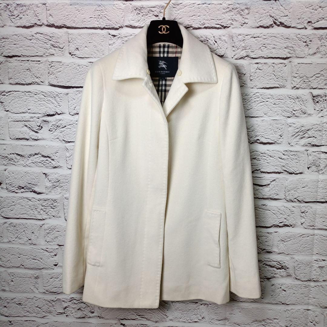 ■BURBERRY LONDON アンゴラ混 ウールコート ホワイト ■BURBERRY LONDON アンゴラ混 ウールコート ホワイト