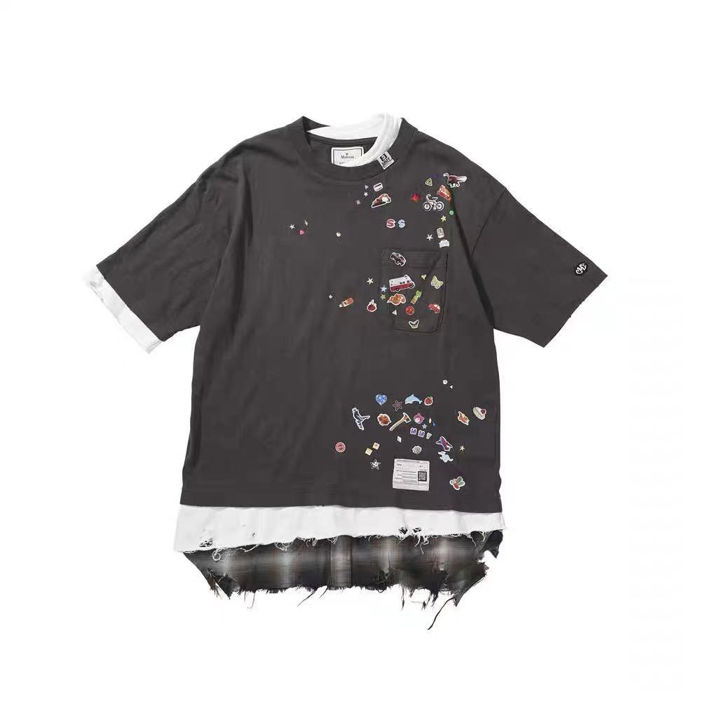 新着 MIHARA レイヤード風ダメージ加工プリントTシャツ MMY YASUHIRO トップス