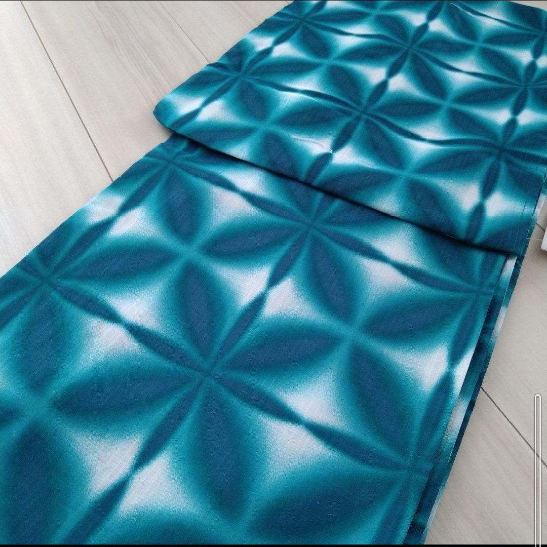 大人の上質  ラスト♪新品☆呉服屋♪高級夏着物・グリーン暈し 雪花絞り風 着物・浴衣