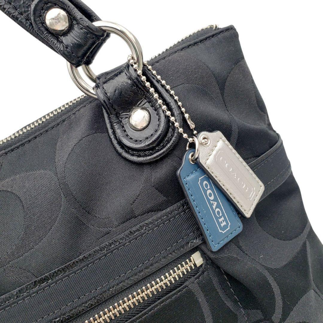 COACH トートバッグ ポピー シグネチャー A4可 大容量 肩掛け 黒 COACH トートバッグ ポピー シグネチャー A4可 大容量 肩掛け 黒