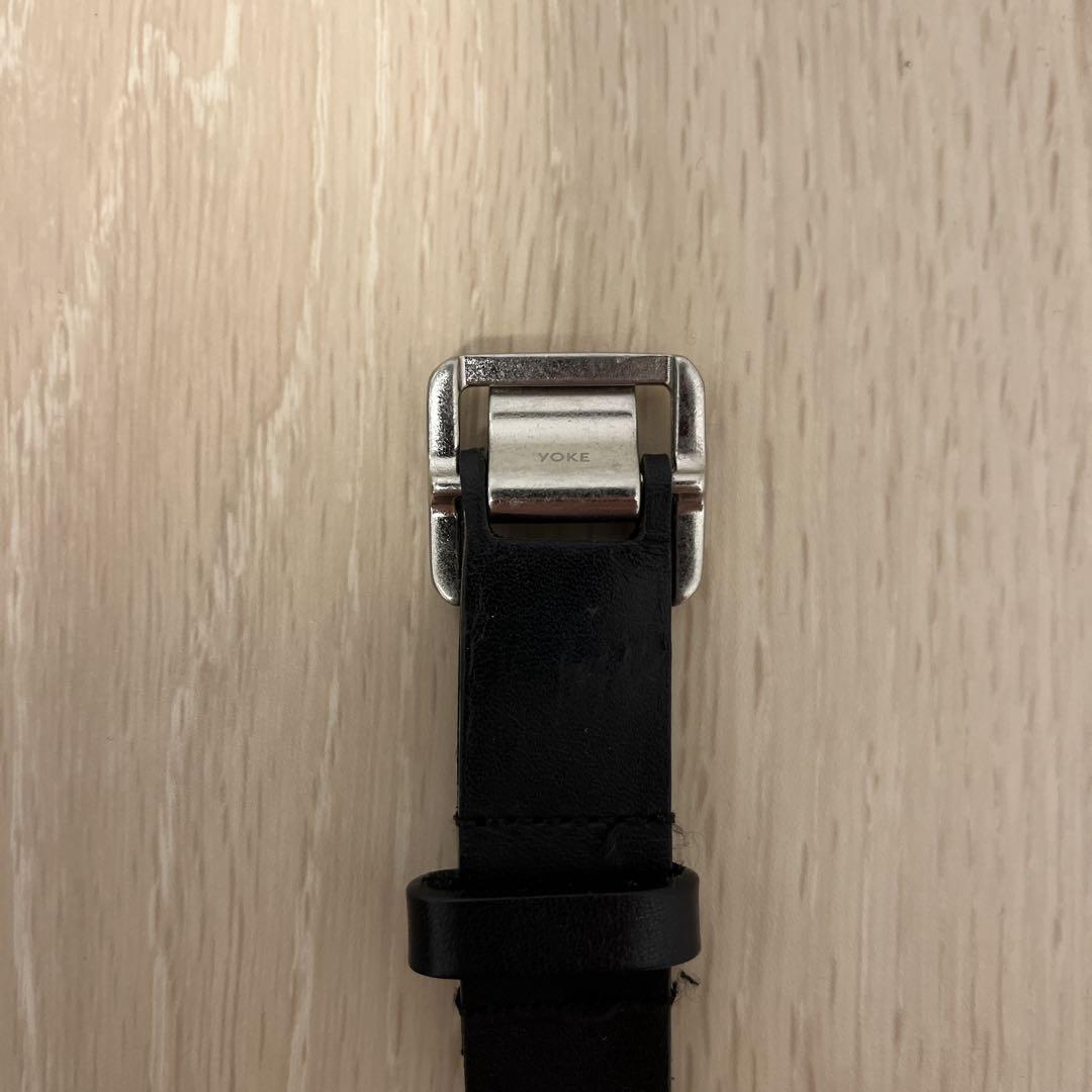 YOKE Narrow Leather Belt BLACK×SILVER
