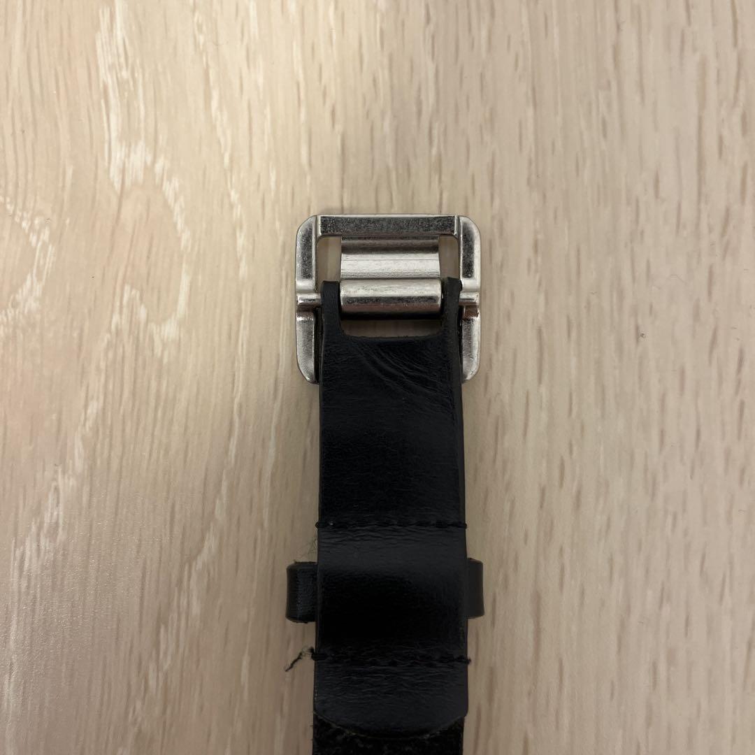 YOKE Narrow Leather Belt BLACK×SILVER