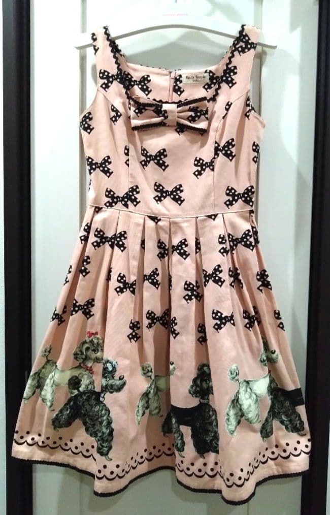 エミリーテンプルキュート リボン柄プードル ノースリーブワンピース