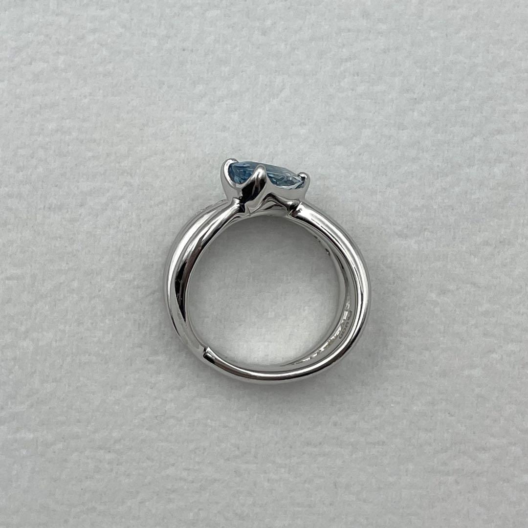 pt900 サンタマリアアクアマリン1.25ct ダイヤ0.08ct リング