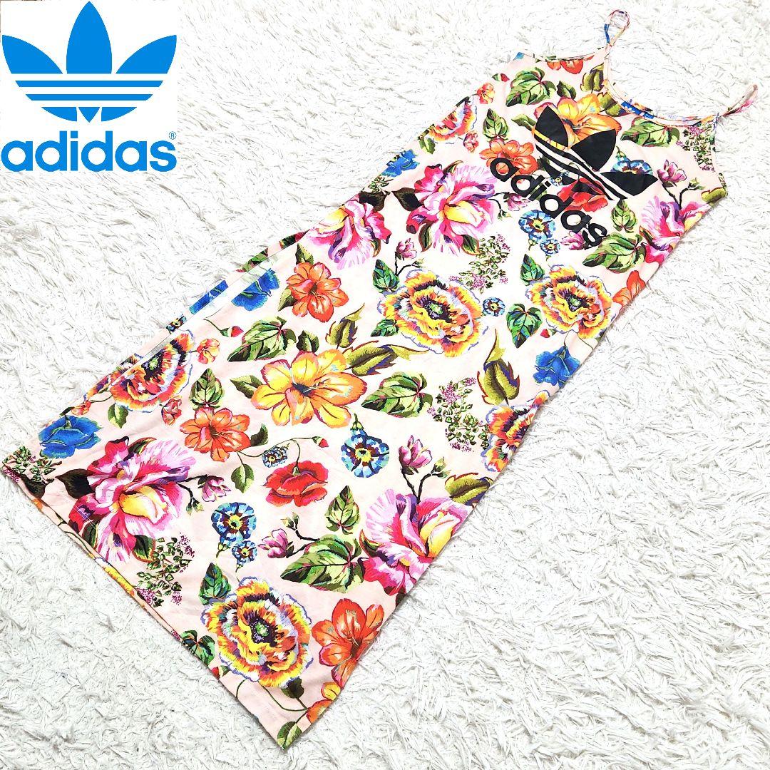 ✨極美品✨アディダス❣️キャミワンピース　M　チャイナ風　ロング丈　トレフォイル
