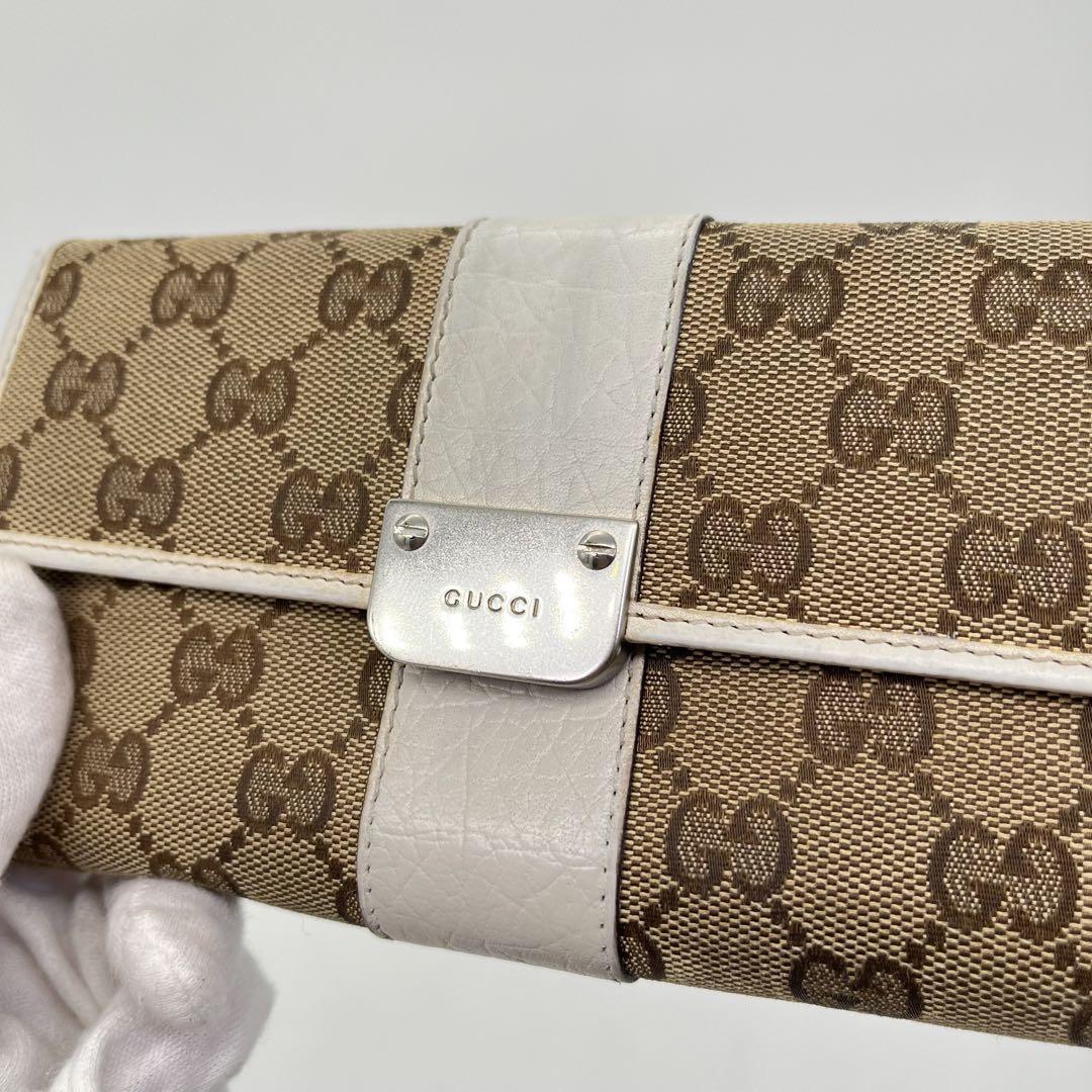 GUCCI 長財布 フラップウォレット GGキャンバス ロゴ金具 233028