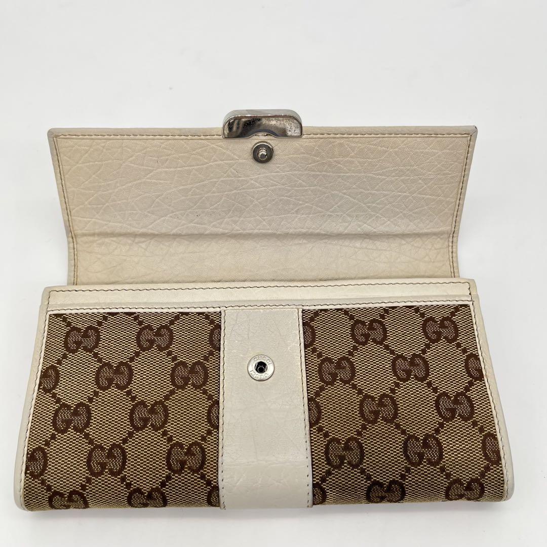 GUCCI 長財布 フラップウォレット GGキャンバス ロゴ金具 233028