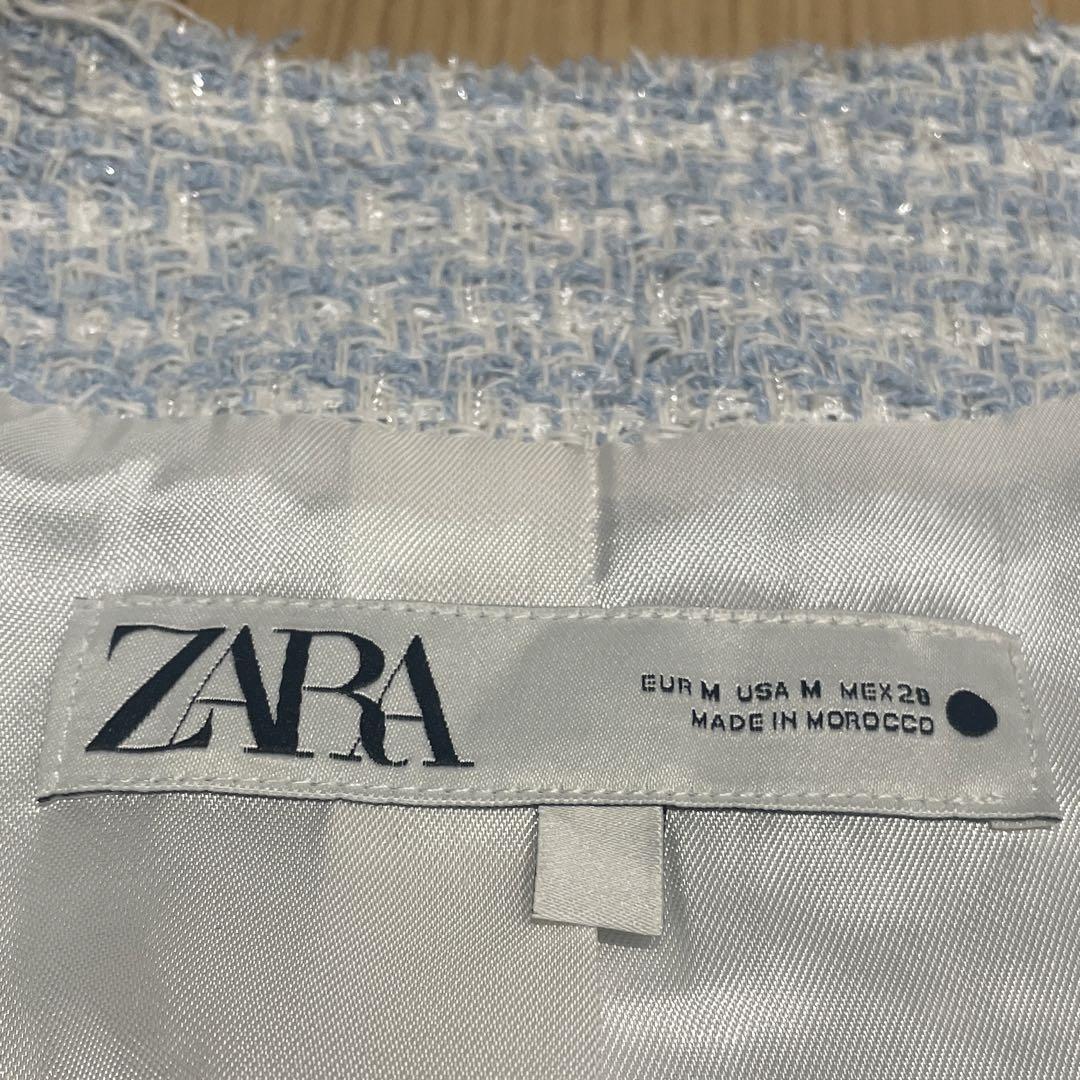 Zara スパンコール付きノーカラージャケット