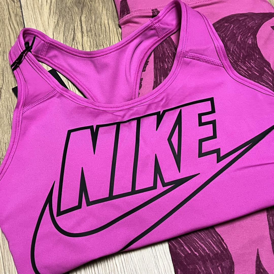 新品★NIKE ナイキ ブラトップ & レギンス 2点セット ロゴ ピンク L