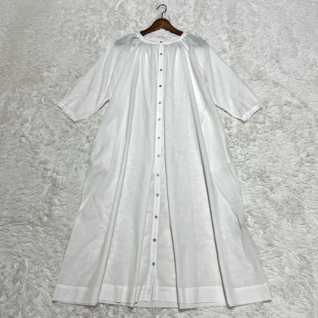 08Mab ロングワンピース ギャザー コットン オーバーサイズ