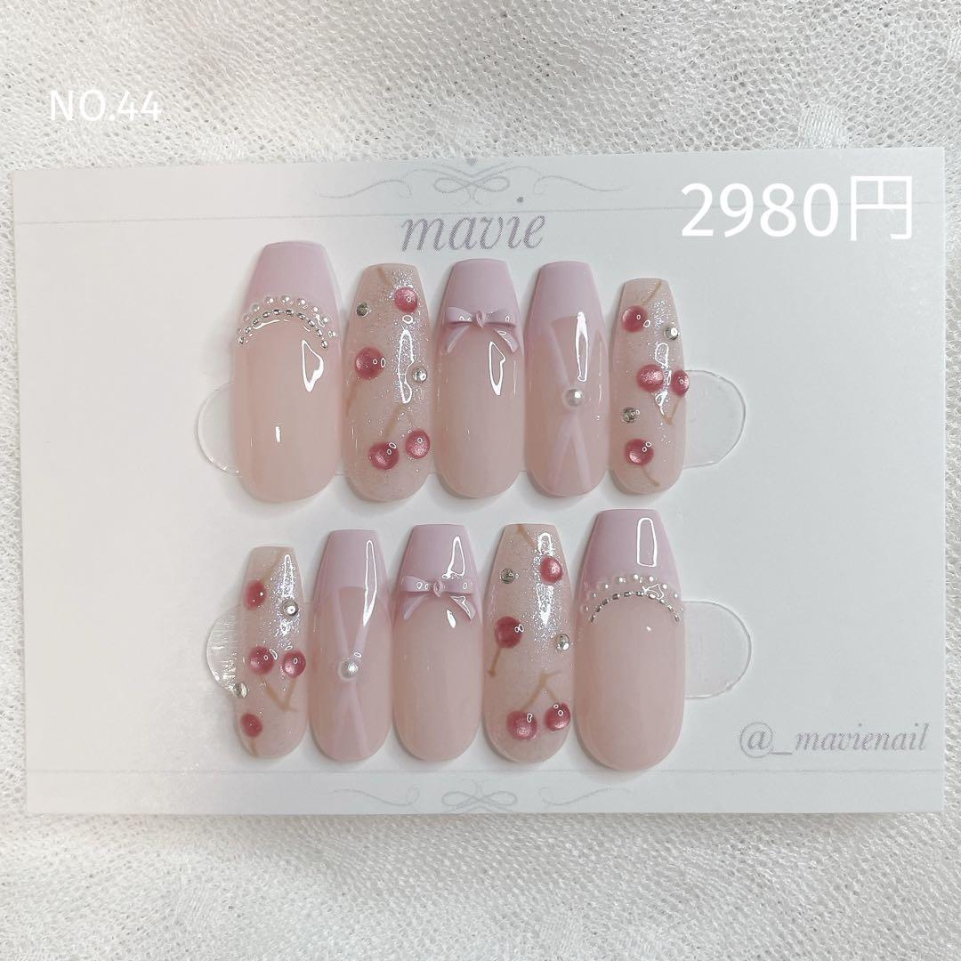 【カラー変更OK】ネイルチップ　オーダー　フリルネイル　バレエコア　ワンホン カラー変更OK】ネイルチップ オーダー フリルネイル バレエコア
